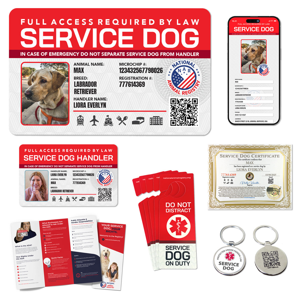 Service Dog Travel Registration Package with Digital ID, Printed Card, QR Tag, ADA Materials, and Certificate for Confident Travel Experiences
