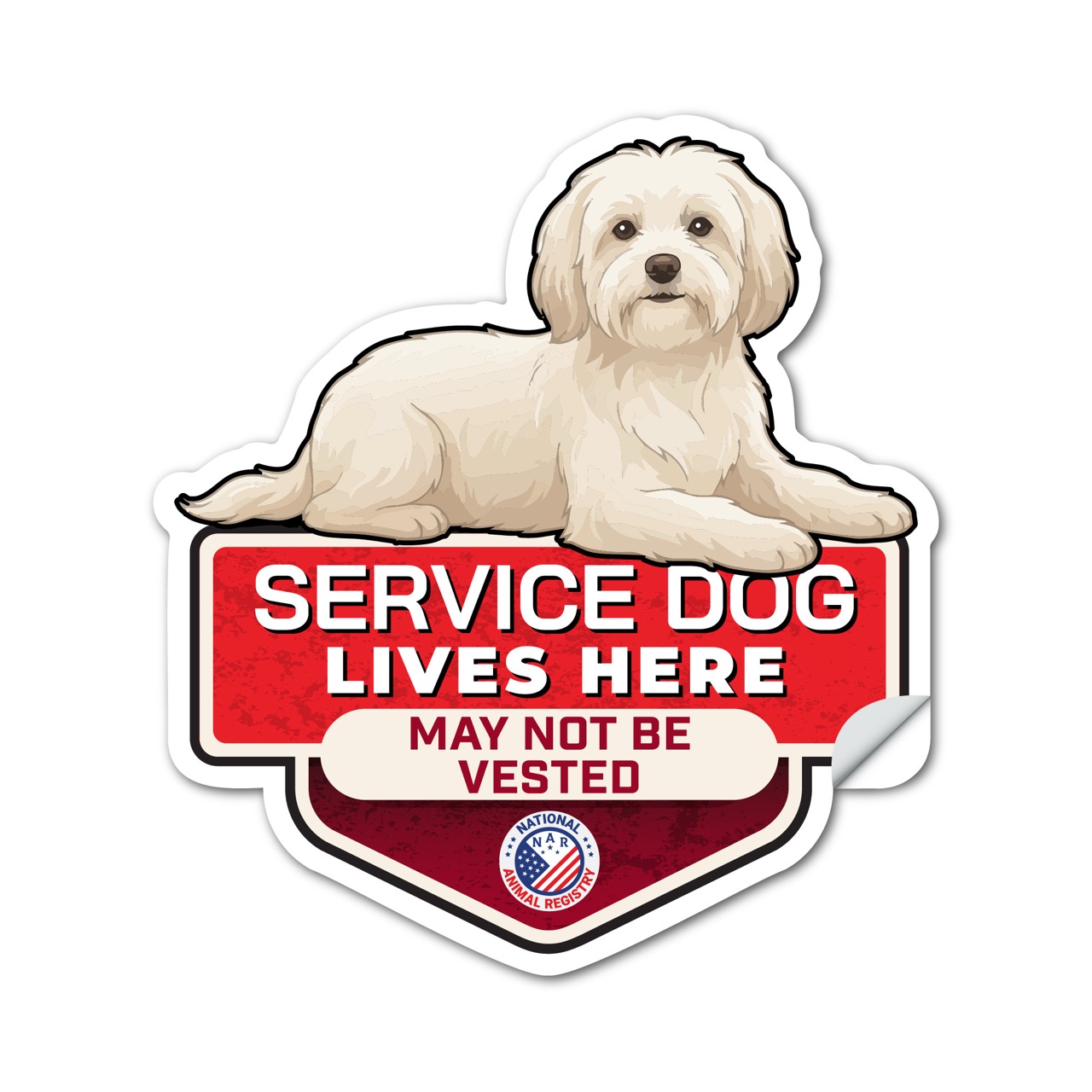Maltese Service Dog Lives Here Sticker No Vest – SD Dog Sign Decal – May Not Be Vested – Waterproof Matte Vinyl
