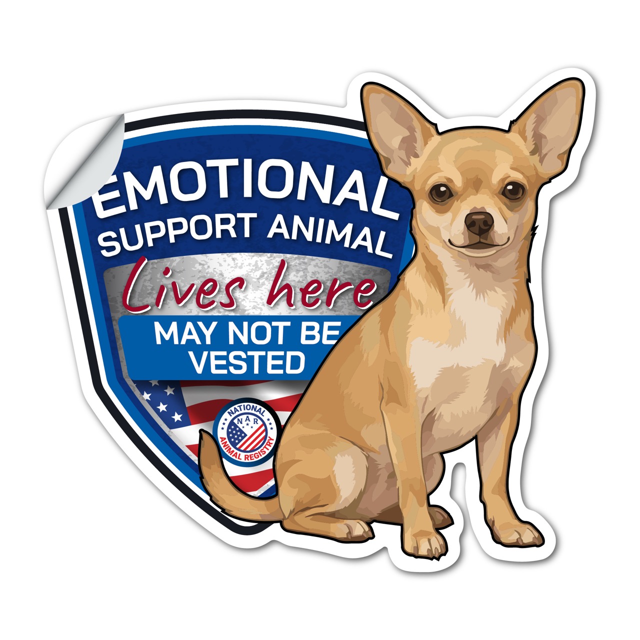 Chihuahua Emotional Support Animal Sticker No Vest – ESA Lives Here Sign Decal – May Not Be Vested – Waterproof Matte Vinyl