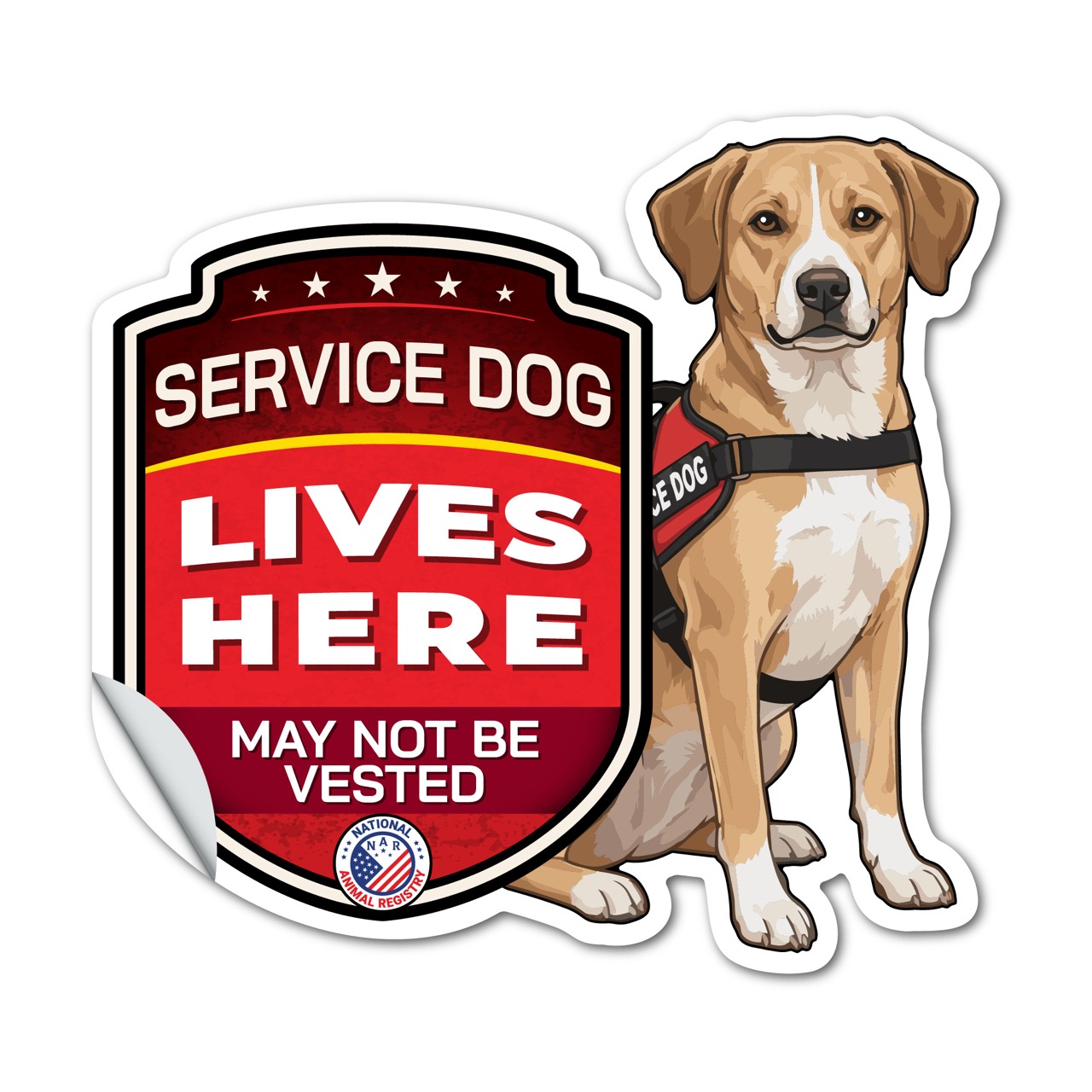 Service Dog Lives Here Mixed Breed Sticker – Working Dog Warning Decal – May Not Be Vested – Weatherproof Vinyl